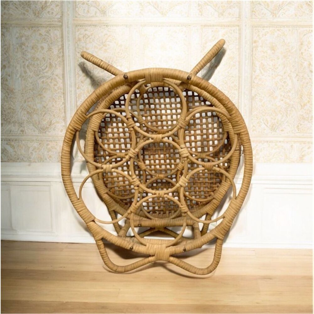 Vintage 60s Wicker Wine Bottle Rack Holder Decor 70s